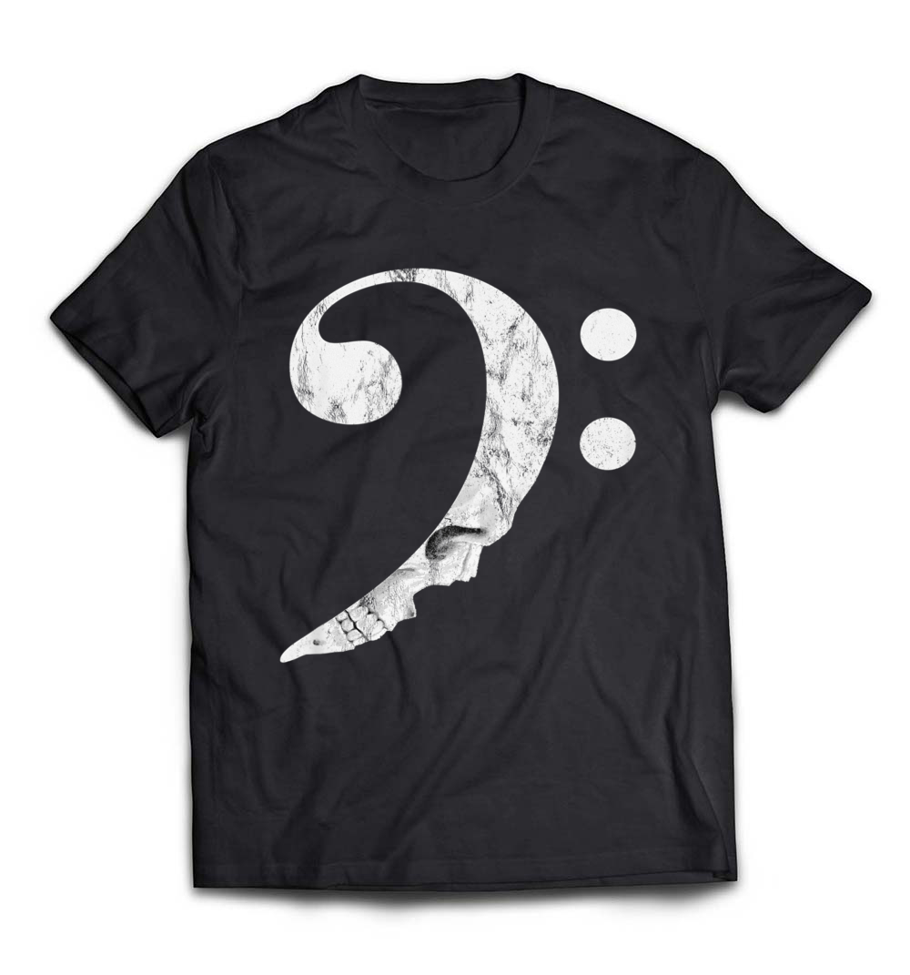 Bass Clef with Skull Rock Legend T-Shirt: A Must-Have for Bass Guitar Lovers